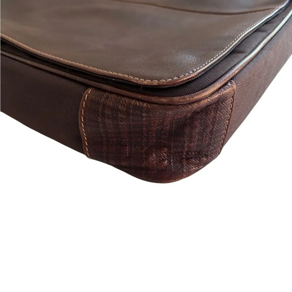 Boconi Brown Leather Laptop Bag w/RFID Pocket